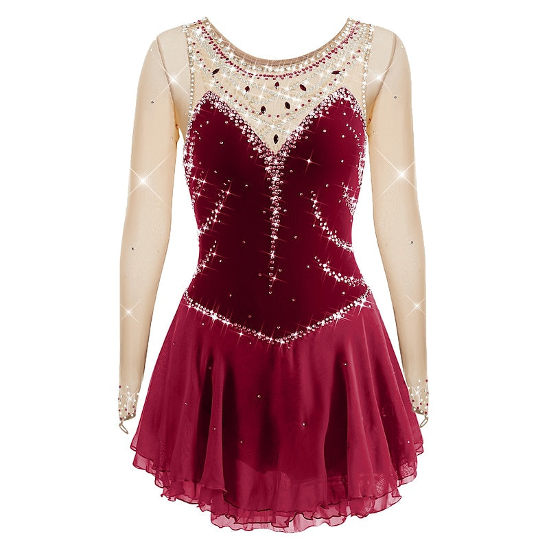 Figure Skating Women's Girls' Sleeveless Training Practice Sparkly Ice Skating Dress