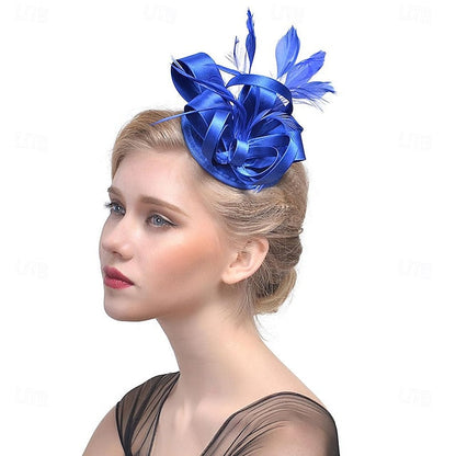 Fascinators Polyester Horse Race Cocktail Elegant Vintage With Feather Bows Headpiece