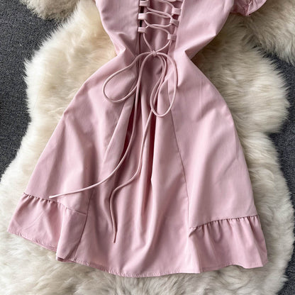 Cute A Line Lace Up Dress Fashion Girl Dress  10664