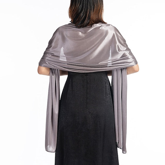 Women's Imitation Silk Sheer Scarf Cape Solid Color Long Shawl Wrap