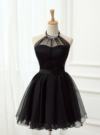 Cute Little Black Short Homecoming Dresses Halter Short Prom Dresses  gh839