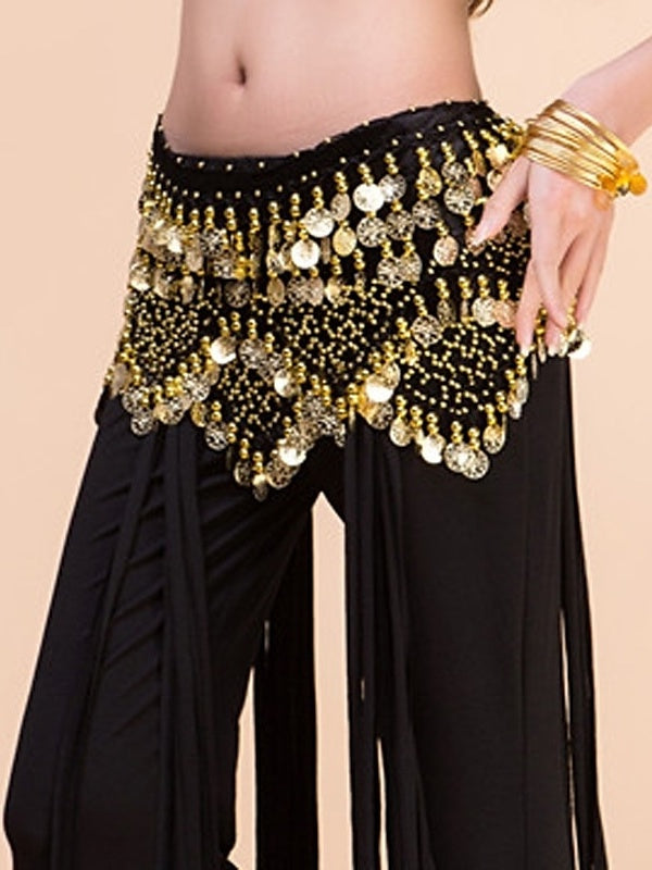 Belly Dance Hip Scarves Women's Performance Polyster Paillette Hip Scarf