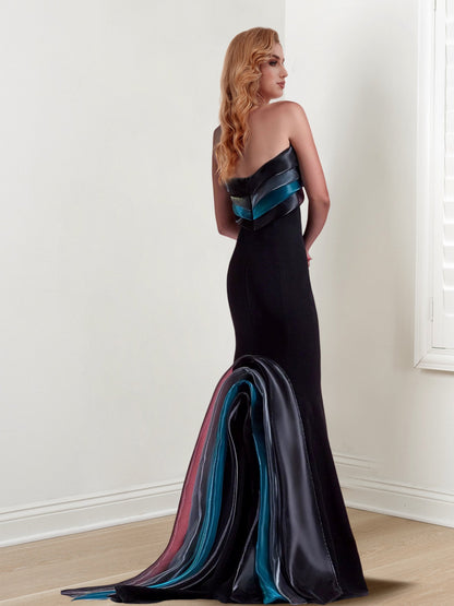 Trumpet/Mermaid Off-the-Shoulder Long Formal Evening Dresses with Split Side