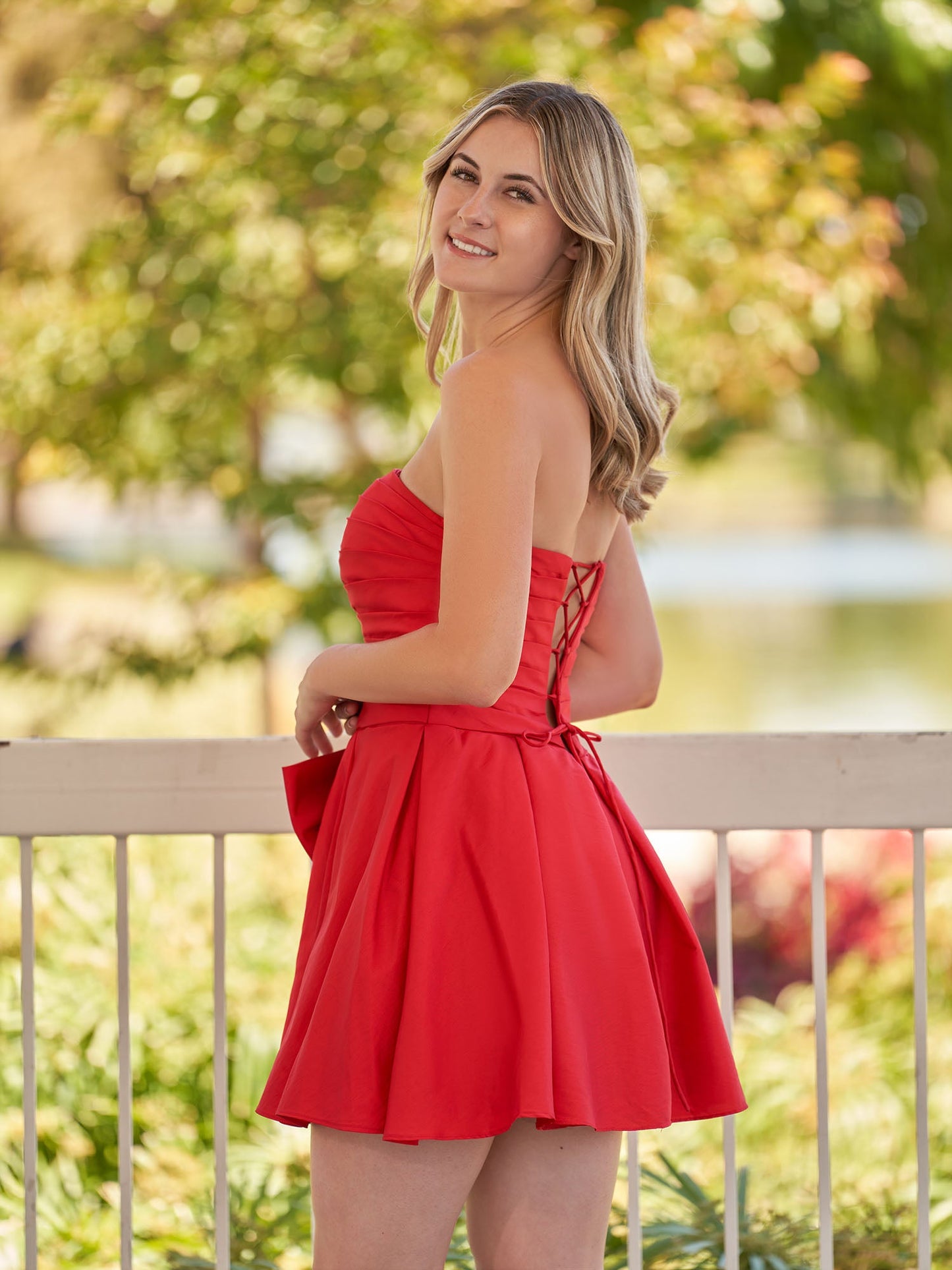 Fern | A-Line Red Strapless Mini Homecoming Dress with Bow