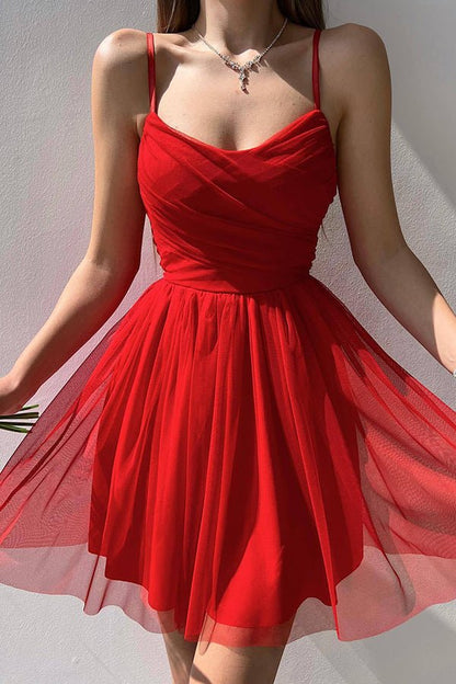 A Line Tulle Mini Dress Homecoming Dress   fg350