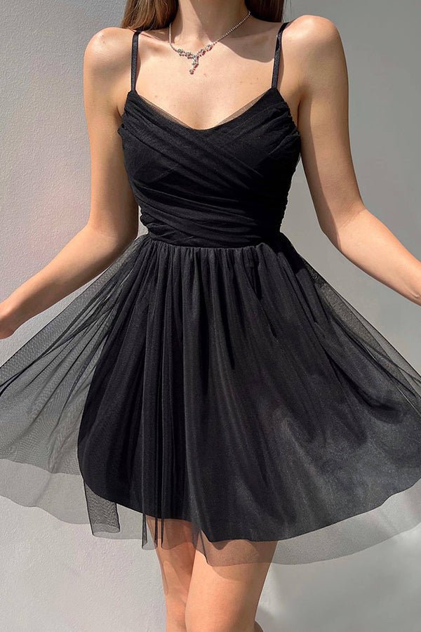 A Line Tulle Mini Dress Homecoming Dress   fg350