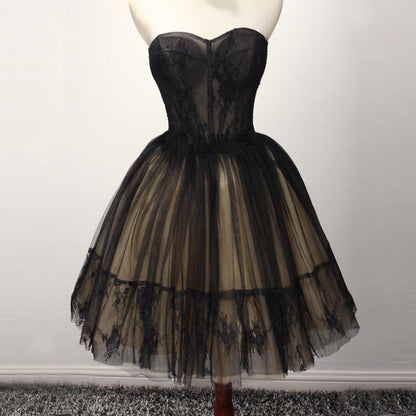 LTP0634,Princess black lace homecoming dresses ball gown mini prom dresses