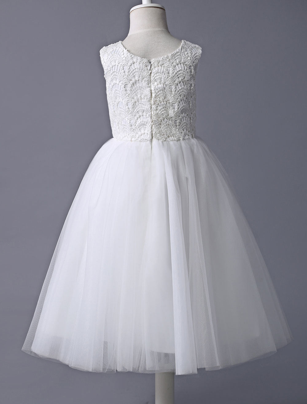 flower girl dress Ivory Lace Tulle Tutu First Communion Dresses Dress Sleeveless Short Kids Dinner Party Dress