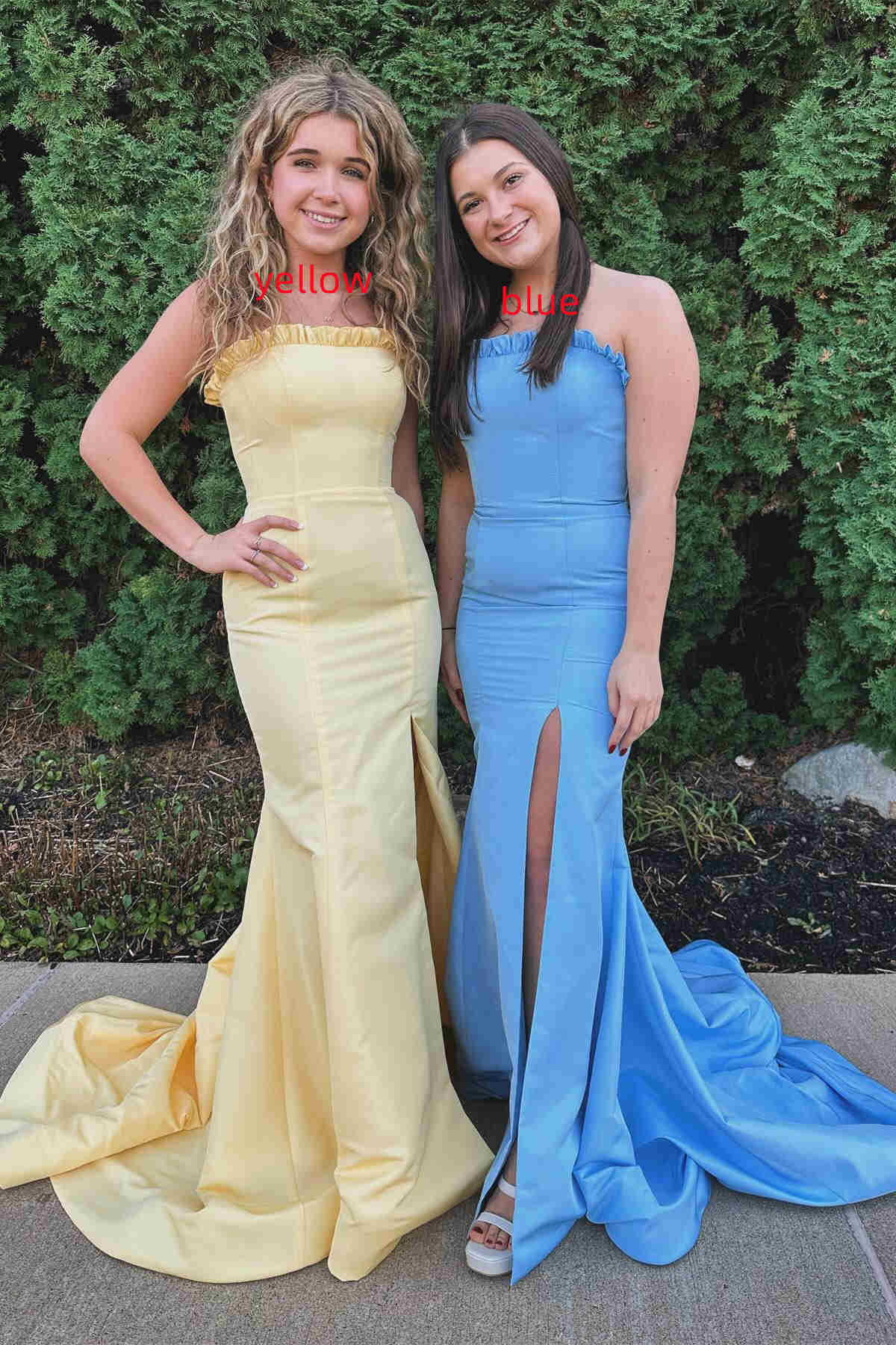 Denver | Strapless Maganta Ruffle Mermaid Slit Long Prom Dress