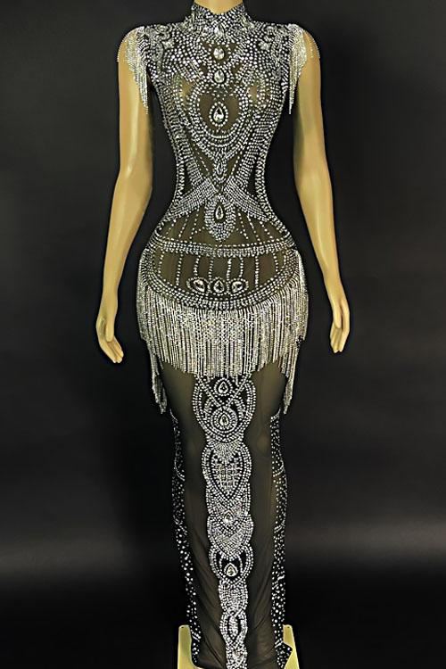 Gala Night Rhinestone Evening Dress