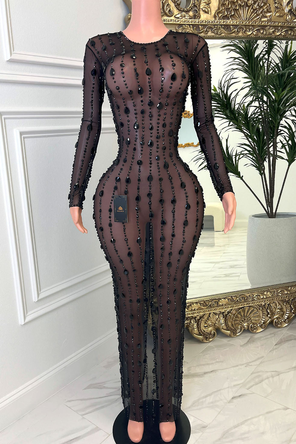 Epic Night Diamante Mesh Maxi Dress