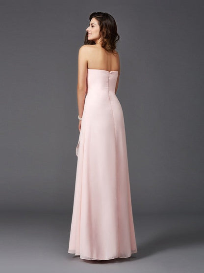 Gorgeous Sweetheart Hand-Made Flower Sleeveless Long Chiffon Bridesmaid Dresses