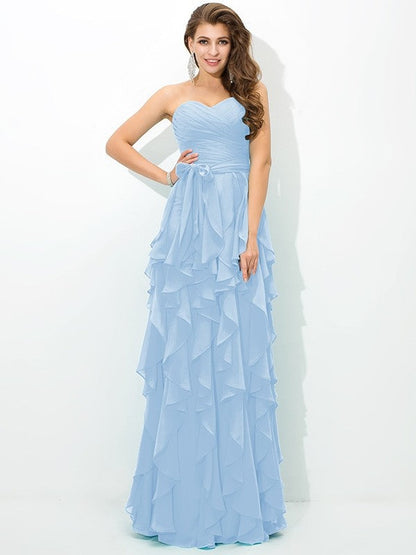 Gorgeous Sweetheart Layers Sleeveless Long Chiffon Bridesmaid Dresses