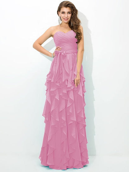 Gorgeous Sweetheart Layers Sleeveless Long Chiffon Bridesmaid Dresses