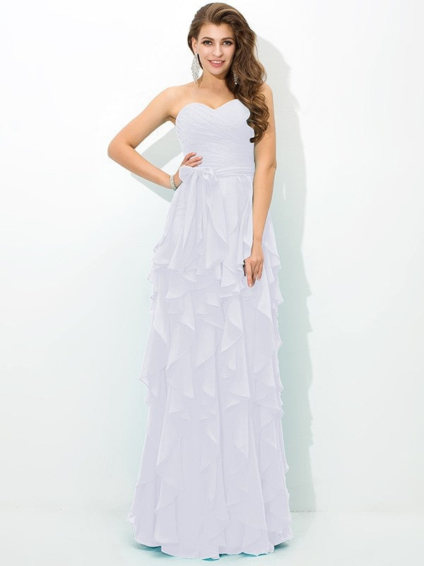 Gorgeous Sweetheart Layers Sleeveless Long Chiffon Bridesmaid Dresses