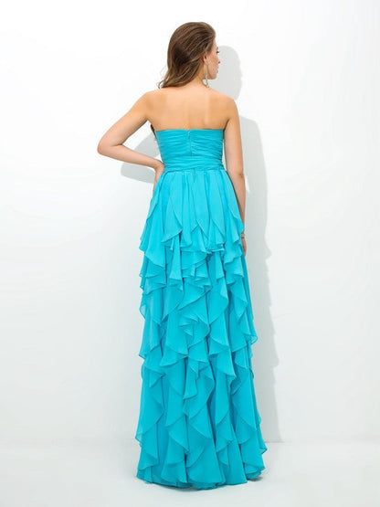 Gorgeous Sweetheart Layers Sleeveless Long Chiffon Bridesmaid Dresses