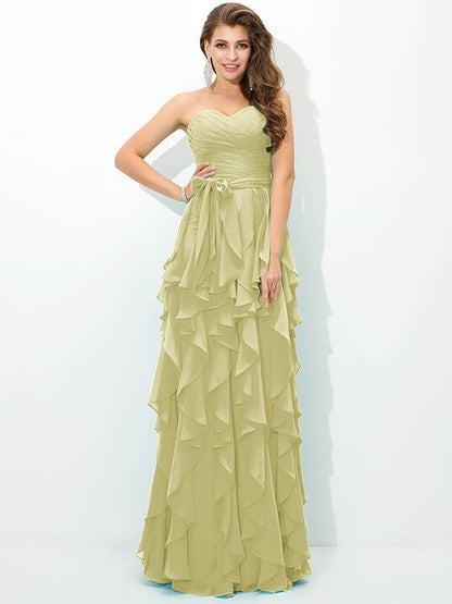 Gorgeous Sweetheart Layers Sleeveless Long Chiffon Bridesmaid Dresses