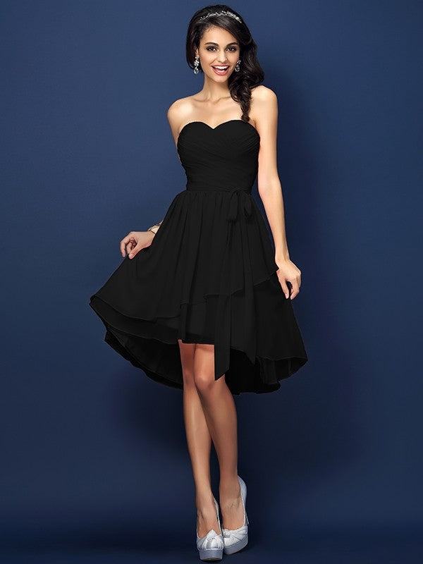 Gorgeous Sweetheart Pleats Bowknot Sleeveless Short Chiffon Bridesmaid Dresses