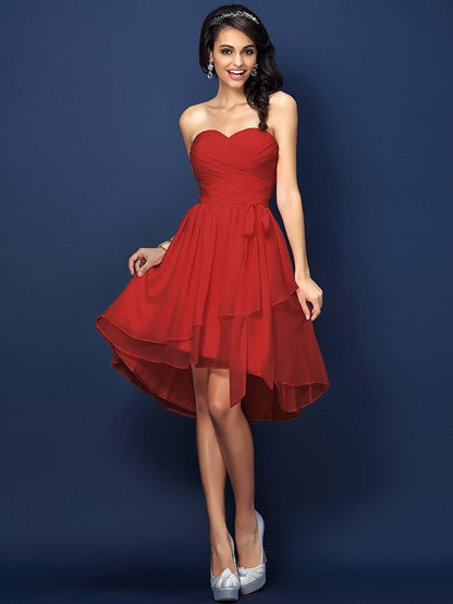 Gorgeous Sweetheart Pleats Bowknot Sleeveless Short Chiffon Bridesmaid Dresses