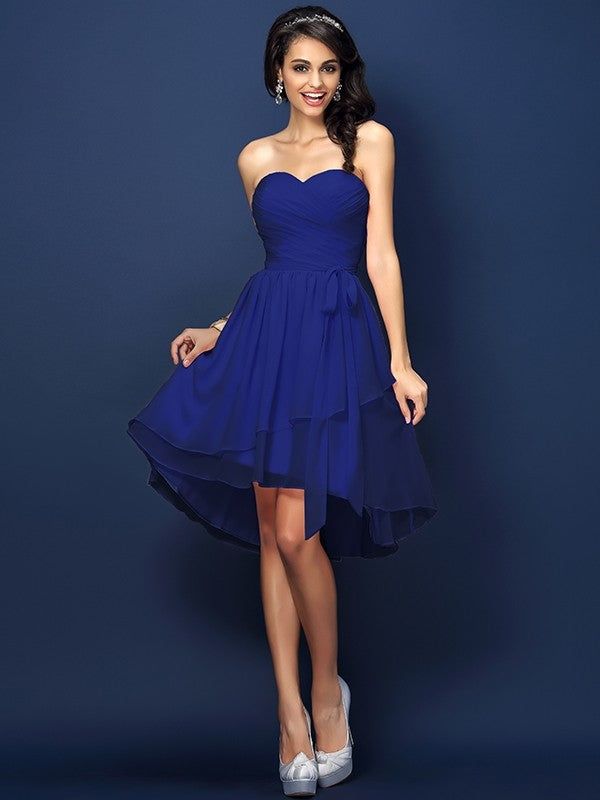 Gorgeous Sweetheart Pleats Bowknot Sleeveless Short Chiffon Bridesmaid Dresses