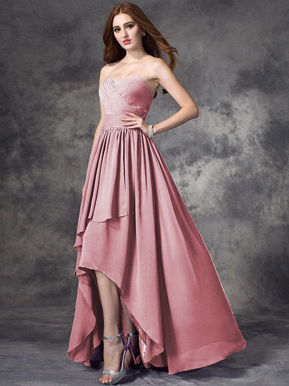 Gorgeous Sweetheart Ruffles Sleeveless High Low Chiffon Bridesmaid Dresses