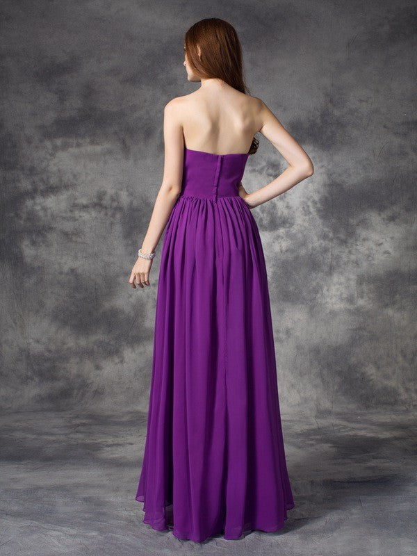 Gorgeous Sweetheart Ruffles Sleeveless High Low Chiffon Bridesmaid Dresses