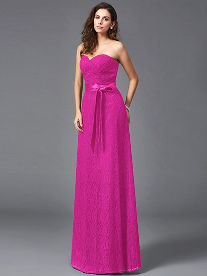 Gorgeous Sweetheart Sash/Ribbon/Belt Sleeveless Long Lace Bridesmaid dresses