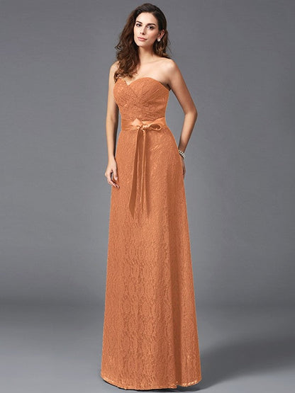 Gorgeous Sweetheart Sash/Ribbon/Belt Sleeveless Long Lace Bridesmaid dresses