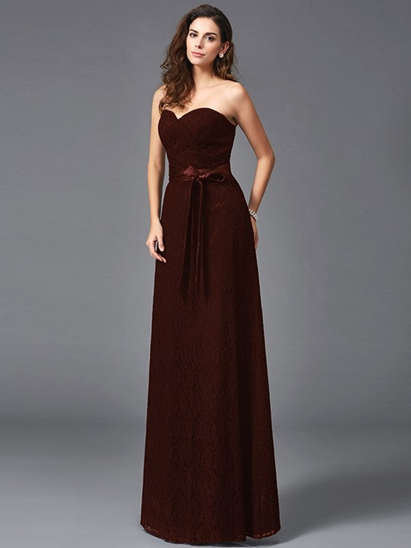 Gorgeous Sweetheart Sash/Ribbon/Belt Sleeveless Long Lace Bridesmaid dresses