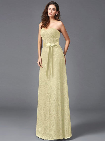 Gorgeous Sweetheart Sash/Ribbon/Belt Sleeveless Long Lace Bridesmaid dresses