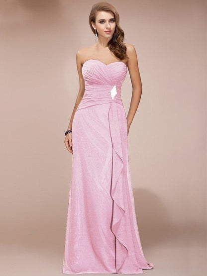 Gorgeous Sweetheart Sleeveless Long Beading Ruffles Chiffon Bridesmaid Dresses