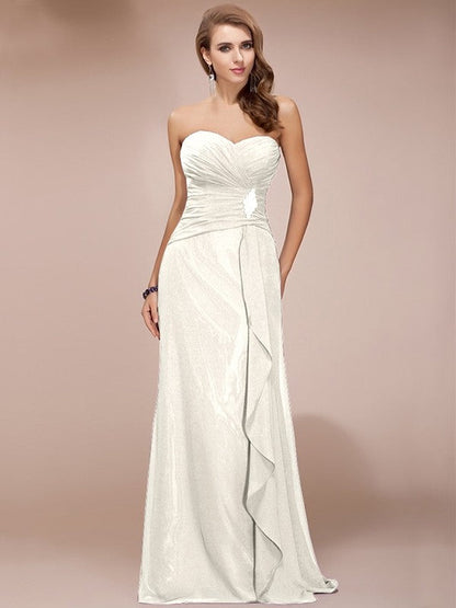 Gorgeous Sweetheart Sleeveless Long Beading Ruffles Chiffon Bridesmaid Dresses