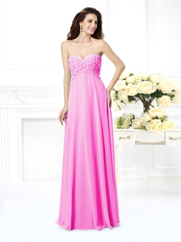 Gorgeous Sweetheart Sleeveless Long Chiffon Bridesmaid Dresses