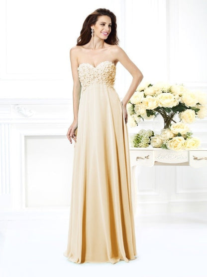 Gorgeous Sweetheart Sleeveless Long Chiffon Bridesmaid Dresses