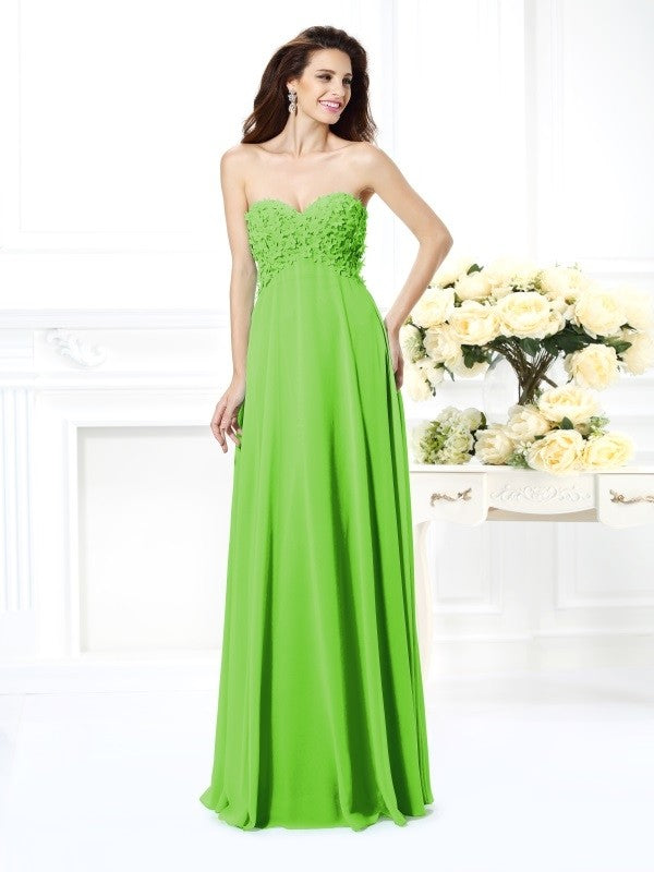 Gorgeous Sweetheart Sleeveless Long Chiffon Bridesmaid Dresses