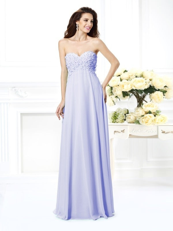 Gorgeous Sweetheart Sleeveless Long Chiffon Bridesmaid Dresses