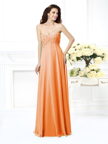 Gorgeous Sweetheart Sleeveless Long Chiffon Bridesmaid Dresses