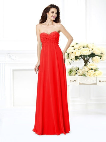 Gorgeous Sweetheart Sleeveless Long Chiffon Bridesmaid Dresses