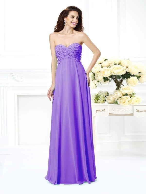 Gorgeous Sweetheart Sleeveless Long Chiffon Bridesmaid Dresses