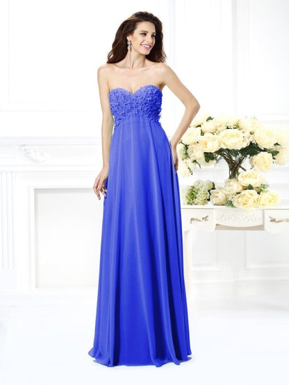 Gorgeous Sweetheart Sleeveless Long Chiffon Bridesmaid Dresses