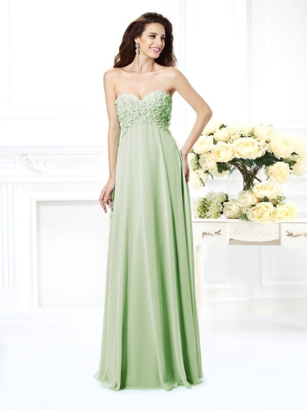 Gorgeous Sweetheart Sleeveless Long Chiffon Bridesmaid Dresses