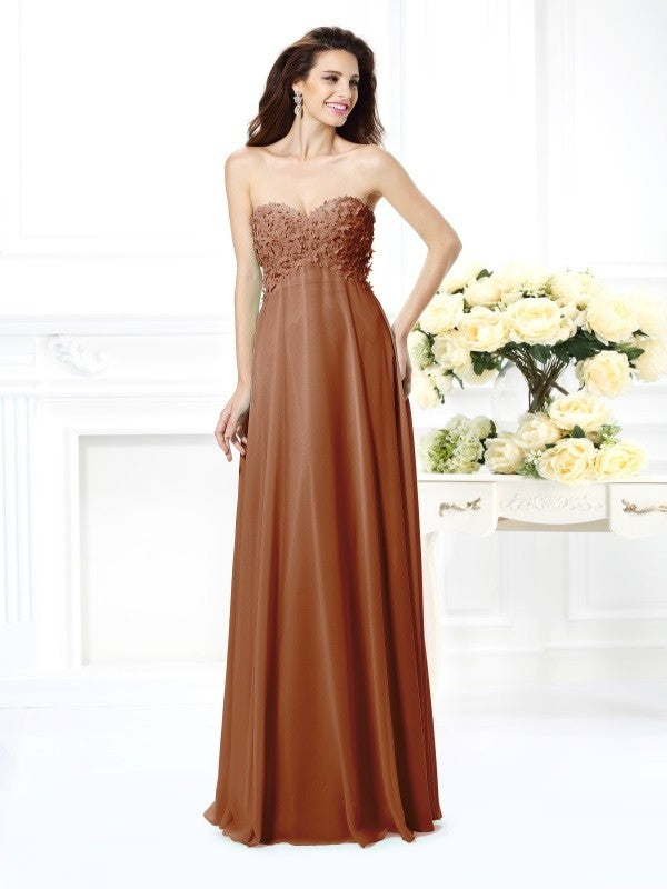 Gorgeous Sweetheart Sleeveless Long Chiffon Bridesmaid Dresses