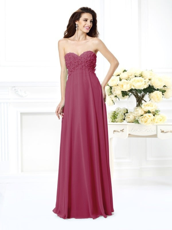 Gorgeous Sweetheart Sleeveless Long Chiffon Bridesmaid Dresses