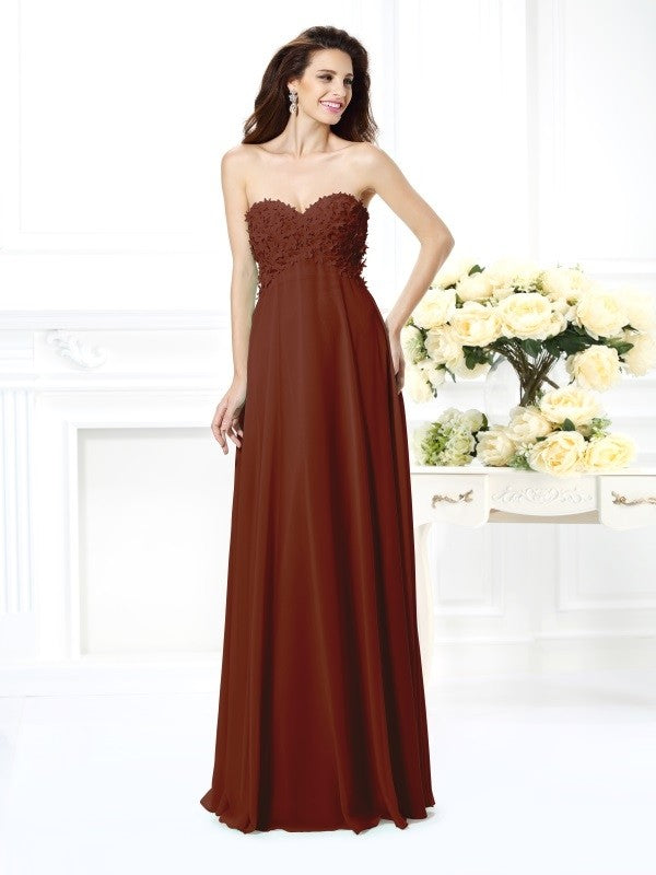 Gorgeous Sweetheart Sleeveless Long Chiffon Bridesmaid Dresses