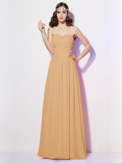 Gorgeous Sweetheart Sleeveless Long Pleats Chiffon Bridesmaid Dresses