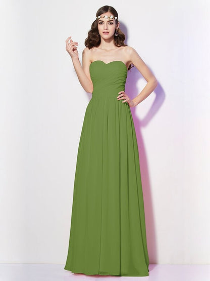 Gorgeous Sweetheart Sleeveless Long Pleats Chiffon Bridesmaid Dresses