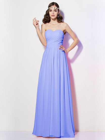 Gorgeous Sweetheart Sleeveless Long Pleats Chiffon Bridesmaid Dresses