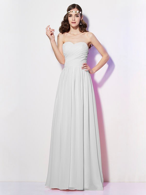 Gorgeous Sweetheart Sleeveless Long Pleats Chiffon Bridesmaid Dresses