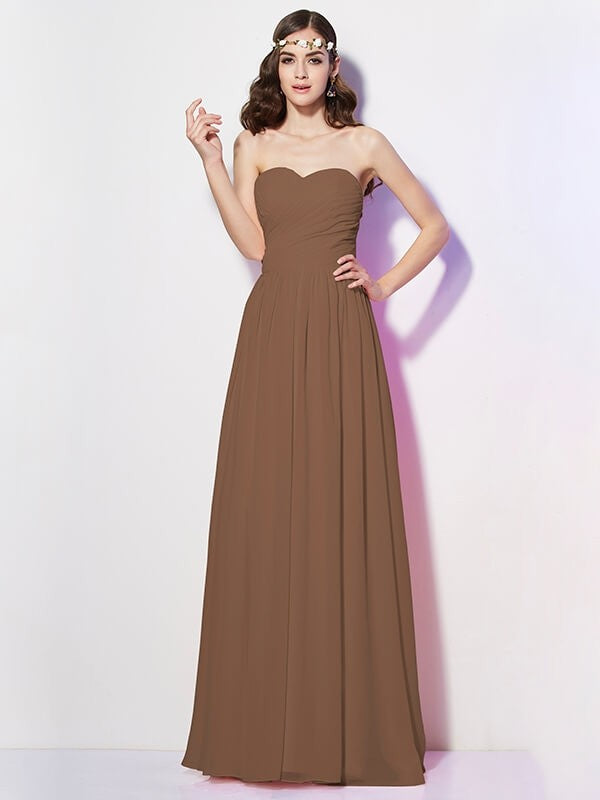 Gorgeous Sweetheart Sleeveless Long Pleats Chiffon Bridesmaid Dresses