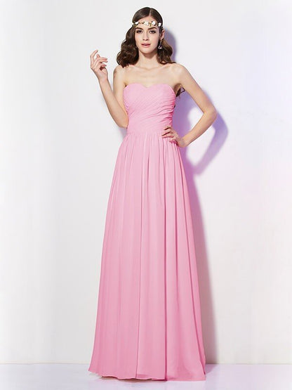 Gorgeous Sweetheart Sleeveless Long Pleats Chiffon Bridesmaid Dresses